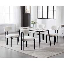 WAHSON OFFICE CHAIRS Set Of 2 Modern Dining Chairs Chenille Armless Kitchen Chairs With Metal Legs For Living Room - White - View 3