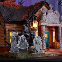 12 Pcs Miniature Tombstones Figurine Mini Resin Tombstones Gravestone Multiple Sizes Style For Mini House Graveyard Scene Diorama Crafts Halloween Decor Accessories, Gray - 灰色的 - 查看 7