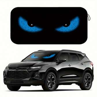 Easypie Selection 1PC Premium Quality Windshield Sunshade - Fashionable Blue Eyes/Cracked Eyes Design Car/RV Heat Insulation Cover, Anti-UV And Anti-Ice
