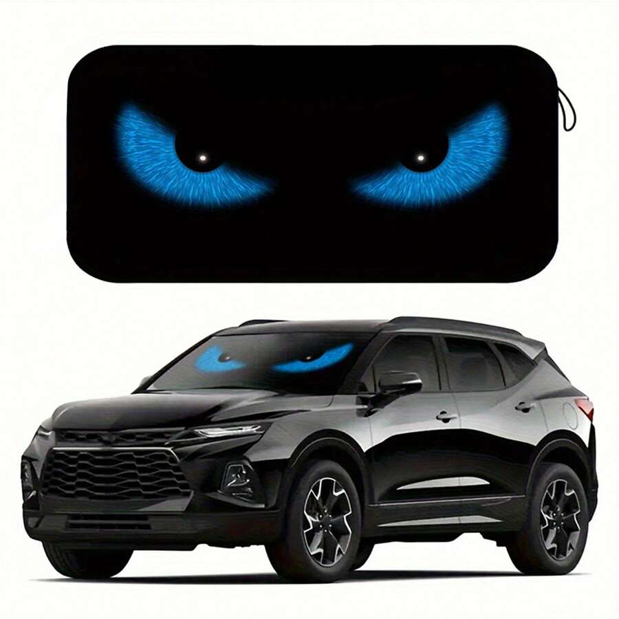 Easypie Selection 1PC Premium Quality Windshield Sunshade - Fashionable Blue Eyes/Cracked Eyes Design Car/RV Heat Insulation Cover, Anti-UV And Anti-Ice