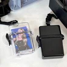 1pc Multifunctional Transparent Plastic Storage Box With Rope, Small Card Storage Case, Desktop Organizer, Idol Photo Storage Box, Waterproof Sealed Container For Keys, ID Cards, Small Items, Kayaking, Rafting, Swimming, Travel Essentials - Multicolor - View 2
