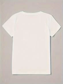 Women's Casual Black T-Shirt - Lightweight Daily Summer Top, White Daisy And Green Leaf Floral Print, Round Neck T-Shirt, Suitable For Women, All-Season Daily And Formal Wear, Women's T-Shirt, Versatile Clothing, Lively Design, Comfortable Fit, Spring Fashion, Breathable Material, Short Sleeve Shirt, Women's Fashion