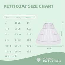 2026 Petticoat Underskirt With 3 Hoops Full Slip Crinoline Skirt - 8-9歲 - 查看 7