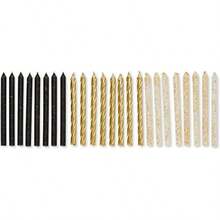 Papyrus Velas de cumpleaños, remolino plateado - Negro, blanco y dorado - Ver 2