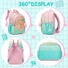 3PCS Girls School Backpack Set With Lunch Tote And Pencil Case Lightweight Elementary Bookbag For Kids Back To School Bag Gift - Multicolor - View 5