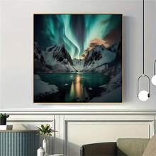 Bộ tranh đính đá 5D tự làm, Bộ tranh đính đá phong cảnh hoàng hôn phản chiếu, Bộ tranh đính đá không khung - Kim cương tròn đầy, Tranh canvas không khung - Hoàn hảo để trang trí nhà cửa, phòng ngủ, phòng khách, phòng học và tường phòng tắm - Hoạt động thủ công thư giãn, Quà tặng lý tưởng - Nhiều màu - Xem 4