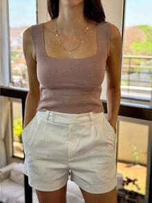 SQUARE TANK TOP SUMMER KNITTED WOMEN'S FASHION - 紫丁香色 - 查看 2