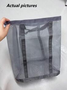 1个大容量可折叠脏衣篮 - 超便携、节省空间、多功能浴室洗衣篮，适用于家庭卧室衣物整理收纳，网篮，收纳袋 - 非常适合存放脏衣服，保持卧室整洁