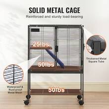 34 Inch Small Animal Metal Cage, 2-Tier Rolling Ferret Cage With Tray And Ramp - Black - View 4