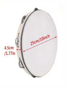 1 件木制手持铃鼓，单排金属铃铛，打击乐器，适用于教堂、KTV、派对、游戏 - 彩色 - 查看 6