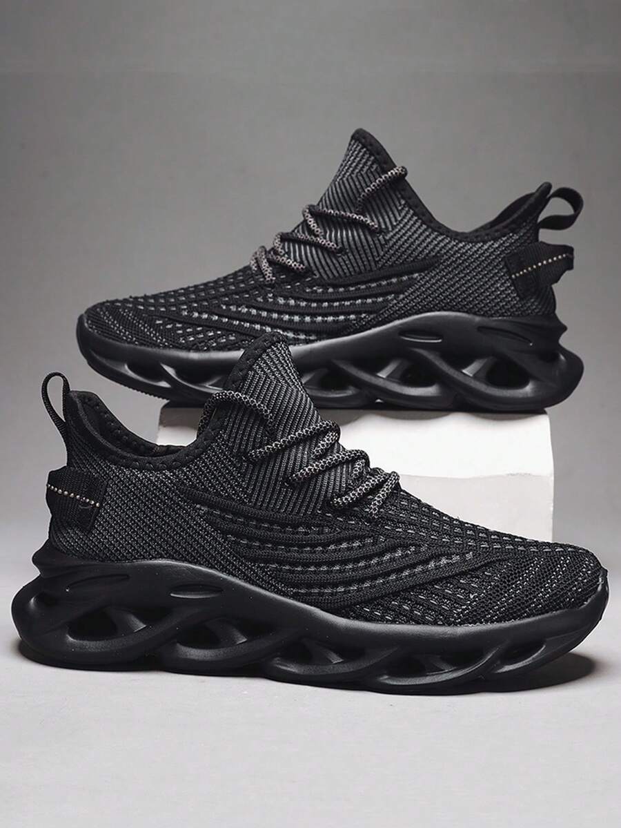 Casual Sports Mesh Shoes, Campus Style Sports Shoes, Lightweight Breathable Comfortable, Unisex, Outdoor Sports Running Shoes, Hiking Shoes - Black - View 1