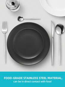 24件套不锈钢酒店餐具套装，包括叉子、勺子和茶匙 - 銀色 - 查看 3