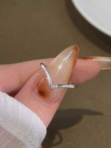 1pc Minimalist Mountain-Shaped Ring, Pure Silver Women's Casual Ring, Exquisite Jewelry, Party/Birthday Gift, Date Essential - Ring - View 3