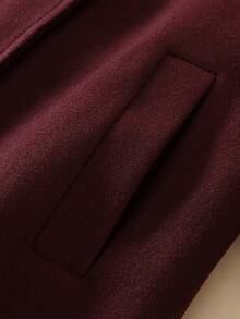 秋冬新款休闲百搭围巾领女式复古外套，长袖优雅通勤时尚大衣 - 酒紅色 - 查看 8