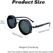 Adjustable Tint Sunglasses, 1-9 Gears Steampunk Retro Metal Round Polarized Glasses With ND Filter Lenses,For Men - 金色 - 查看 5