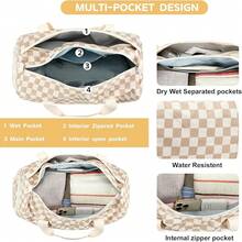 Training Bags - Brown White Corduroy Squares - View 2