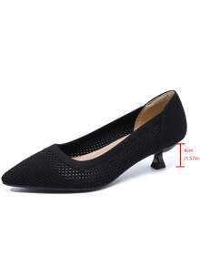 Elegant, Fashionable And Casual Temperament, Women's Shoes Fabric Hollowed Out, Pointed Kittens Dating Celebrities, Daily Travel Parties Showing High Legs, Comfortable And Versatile Women's High Heels. - 黑色 - 查看 7