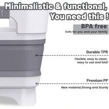 Collapsible Dish Basin With Drain Plug, 9L2.4Gal Capacity, Space Saving Portable Sink For Bottle, Kitchen, Camping RV, Gray - 灰色的 - 查看 3