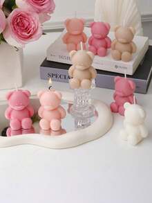 9/4pcs Cute Mini Bear DIY Scented Candles Graduation Birthday Gifts ,Room Decoration,Home Atmosphere - Multicolor - View 4