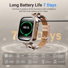W&O Luxury Women's Smartwatch: Bling Bling Fashion Jewelry With Crystal Diamond Rhinestones, Premium Metal Band & Interchangeable Strap, BT Calling, Heart Rate Tracking, Cord-Free Charging, Android/IOS Compatible, 110+ Exercise Modes, 3ATM Waterproof, AMOLED Touchscreen, 7-Day Battery Life, Classic Quartz Charm Bracelet Design For Important Occasions - Premium Zinc Alloy & IML Build,Compatible With Iphone,Compatible With Xiaomi ,Reloj,Compatible With Apple Watch,Valentines Gifts - Bạc - Xem 3