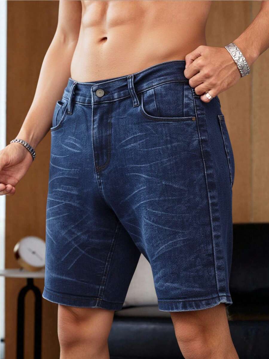CHB CHILI BEANS CLOTHING 男士牛仔短裤 - 深色水洗藍 - 查看 1