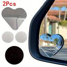 2Pcs Heart-Shaped Car Rearview Mirror, Borderless Small Round Mirror, Reversing HD Love Wide Field Of View Rearview Auxiliary Mirror - 5*5.5cm2個 - 查看 4