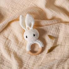 婴儿安抚玩具，彩色钩针兔子摇铃玩具，磨牙棒，钩针玩具，婴儿咀嚼磨牙器，新生儿礼物，万圣节，圣诞节，生日礼物