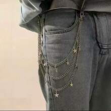 1pc Punk Style Hollow Star Decor Pant Chain, Multi-Layer Metal Chain Waist Belt Accessory, Suitable For Daily Wear, Fashion Matching, School, Halloween, Summer, Autumn