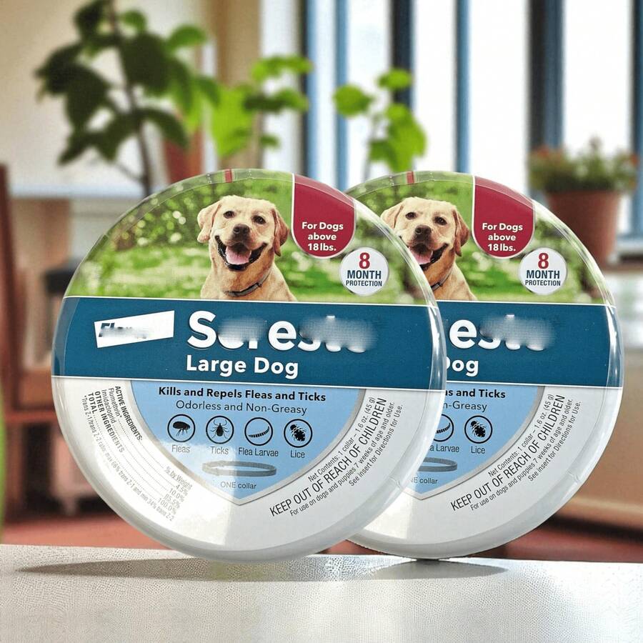 2 Pack Flea & Tick Collars For Large Dogs Under 18 Lbs – 8-Month Protection, Low-Odor, Water-Resistant, Vet-Inspired Design - 如圖 - 查看 1