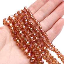 1Strand 4-8mm Champagne Glass Beads Faceted Austria Crystal Round Loose Beads DIY  For Bracelets Jewelry Making - Rượu sâm banh - Xem 2