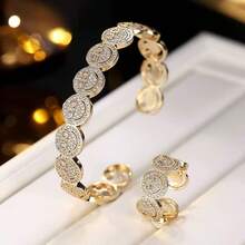 1 Stück modischer minimalistischer Herz-Kristall lächelndes Gesicht, kupfergoldplattierter kubischer Zirkonia Dekor, geeignet für Partywear