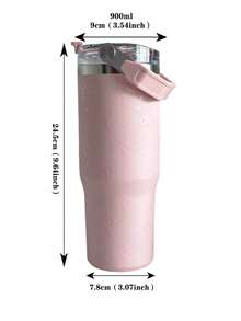 1pc 30oz Cute Bow Pattern Double Wall Stainless Steel Insulated Tumbler, Flat Bottom Cup, Coffee Cup, Car Cup, Water Bottle, Outdoor Mug, Tea Cup, Vacuum Flask, Designed With Straight Drinking Lid And Straw Lid, Suitable For Outdoor, Office, Home, School, Car, Gym, Travel, Birthday Gift, Holiday Gift, Mother's Day Gift, Father's Day Gift, Back To School, Valentine's Day Gift