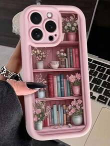 Book Painted Slot Fashion Soft Shockproof Phone Case Suitable For IPhone 16/ 15/XR/7P8P/P12 Pro Max/P13 Pro Max/P14 PROMAX/P13/P14/P11/P12/P14, XS/S/XS Max/7 8GES2, Cute And Fashionable Thick Protective Case - 粉色 - 查看 1