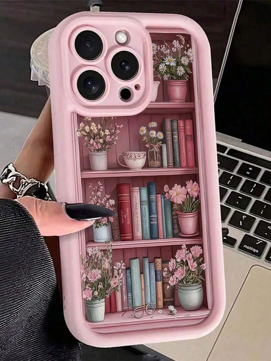 Book Painted Slot Fashion Soft Shockproof Phone Case Suitable For IPhone 16/ 15/XR/7P8P/P12 Pro Max/P13 Pro Max/P14 PROMAX/P13/P14/P11/P12/P14, XS/S/XS Max/7 8GES2, Cute And Fashionable Thick Protective Case - 粉色 - 查看 1