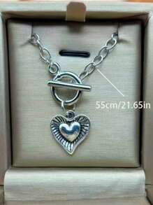 1 件时尚银色金属链多层项链，创意粗链设计，适合派对和日常佩戴 - 銀色 - 查看 9