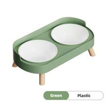Elevated Stainless Steel/Plastic Pet Bowls Set With Stand, Dual Bowls For Small Dogs And Cats, With Splash Guard - Pet Feeder