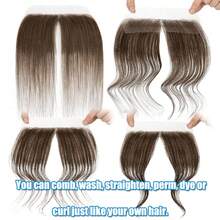 Women Forehead Hairline Toupee Human Hair Skin Lace Hairpieces Full Lace 100% Real Human Hairpieces Cover Up Patch Receding Hairline Straight Hair Topper Wigs - #2 Dark Brown - View 10
