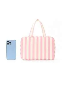 1 Piece Solid Color Striped Large Capacity Multifunctional Toiletry Bag Portable Hook Cosmetic Bag Travel Cosmetic Storage Bag Foldable Storage Makeup Tools Simple Style Cosmetic Bag Suitable For College Dormitories, Vacations, Back To School, Bathrooms, Men And Women Holiday Gifts Travel Essentials Bag For School Supplies Wash Bag Waterproof Toiletry Bag Makeup Bag Cruise Essentials Toiletry Bag For Women For Travel For Bathroom For Women