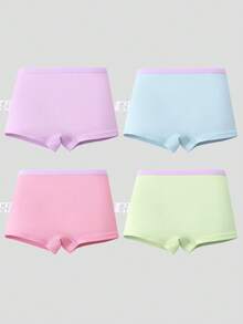 4pcs/Pack Girls' Cute Mermaid Pattern Contrast Color Comfortable Briefs, Suitable For Toddlers & Little Young Girl - Multicolor - View 2