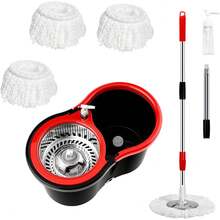 Mop And Bucket With Wringer Set 360 °   3psc Microfiber Spin Mop With Bucket And Dual Mop Heads Self Wringing Spinning Mop (20QT) (1) - 1 - 查看 9