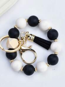 1pc Silicone Bead Bracelet, Keychain, Decorative Pendant, Elegant Silicone Beads, Chic Keychain, Lobster Clasp For Backpack And Car Keys - Ideal Gift For Women - Pumpkin Multi-color - View 10