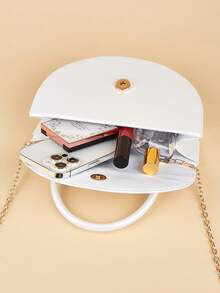 REMANLAND 1 szt. Jednokolorowa skórzana torebka z zapięciem magnetycznym, elegancka, modna kopertówka, odpowiednia do codziennego użytku kobiet - Biały - Zobacz 8