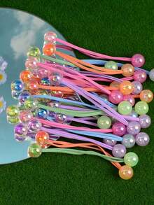 10/14/20pcs Set AB Color Beads Double-Ended Hair Scrunchies, Y2K Fairy Grunge Style Hair Accessories For Girls/Women, Suitable For Casual, Party, Shiny Decoration ,Hair Rope Ponytail Head Accessories