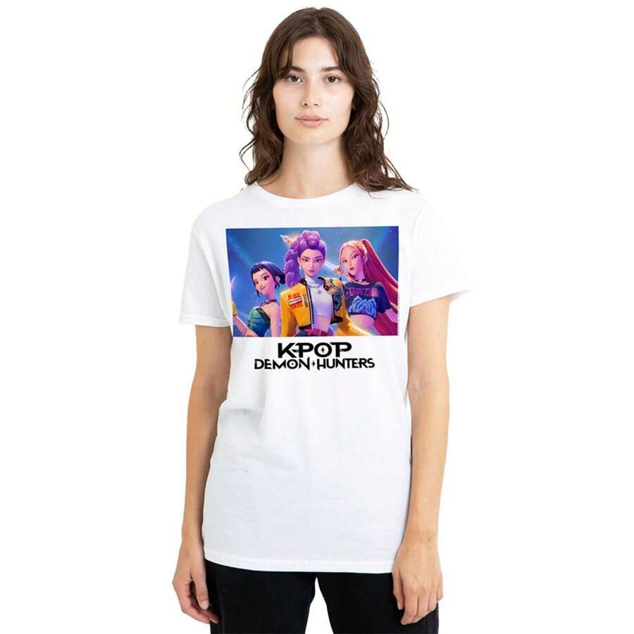 Netflix K-Pop Demon Hunters Womens/Ladies Huntr/X T-Shirt (White) - 100% Ringspun Cotton - (TV20271) - White - View 1