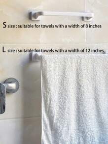 免打孔粘贴式空心毛巾架，易于安装，超强粘性，耐用，壁挂式毛巾架，节省空间的浴室配件 - 白色 - 查看 7