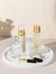 圆形硅胶浴室梳妆台收纳展示托盘，适用于梳妆台浴室，可存放香水乳液蜡烛化妆品首饰，水槽皂架收纳架，台面咖啡桌装饰收纳