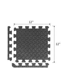 16片装健身器材泡沫垫 - 非防水EVA泡沫材质，适用于健身房和家庭锻炼，耐用彩色拼图垫（黑/灰），可降低噪音并确保训练安全，健身配件