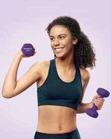 SONGMICS Set Of 2 Dumbbells, 2 X 2 Kg Hand Weights With Neoprene Coating, Hexagonal Dumbbells Pair, Home Workout, Fitness Training Exercise, Purple - Purple - View 2