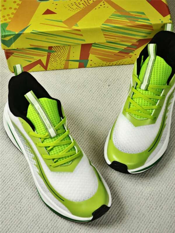 Jifffly Zapatos deportivos casuales para mujer de malla transpirable de suela gruesa, color blanco y verde