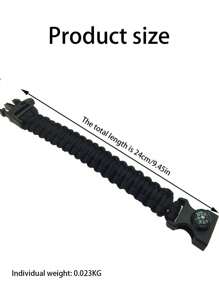 Adjustable Emergency Survival Bracelet With Whistle And Compass, Survival Kit For Camping, Outdoor Travel, Hiking